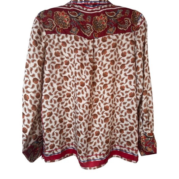 Zara XS Paisley Print Button-Up Blouse - Picture 12 of 12